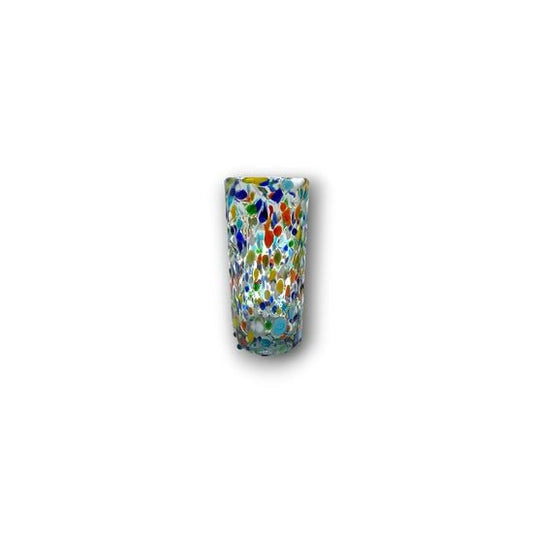 Colorful Hand-Blown Mexican Double Shot Glass | Confetti Rock Design
