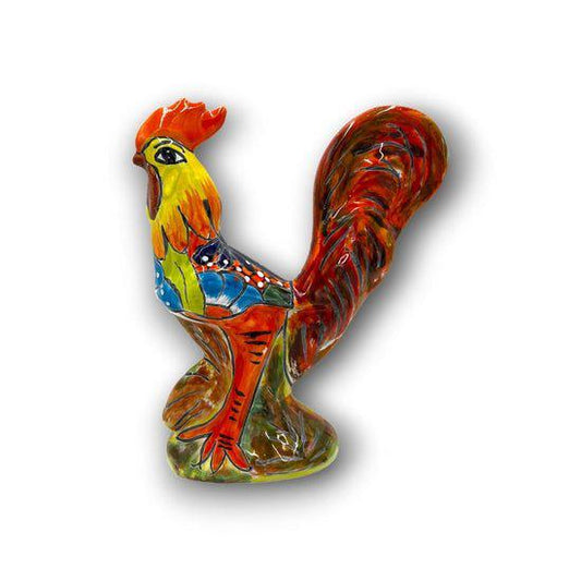 Large Handmade Talavera Rooster Statue | Mexican Chicken Cultural Artwork