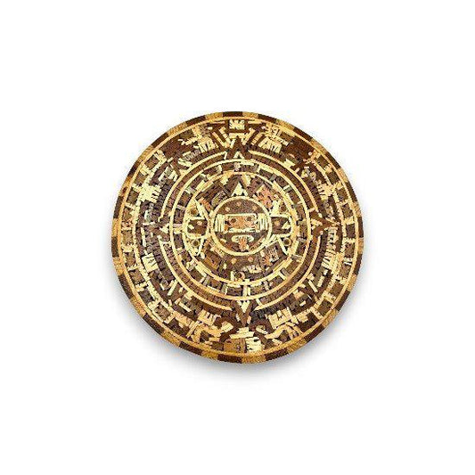 Mexican Handmade Aztec Warrior Calendar | Crafted with 11 Types of Wood