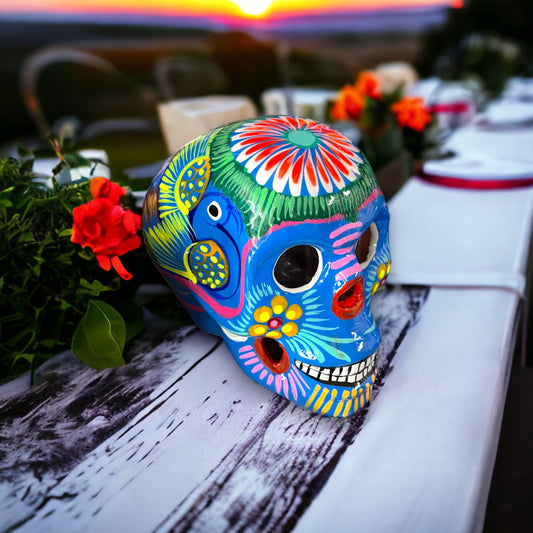 Mexican Handmade Calavera Skull | Large Hand-Painted Talavera (Day of the Dead)