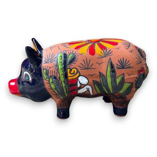 Mexican Handmade Pig Statue | Hand Painted Talavera Pig (Extra Large)
