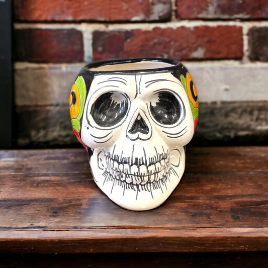 Mexican Handmade Skull Planter | Day of the Dead Halloween Home Decor
