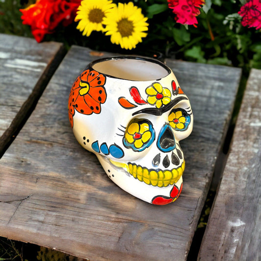 Mexican Handmade Skull Planter | Unique and Spooky Home Decor