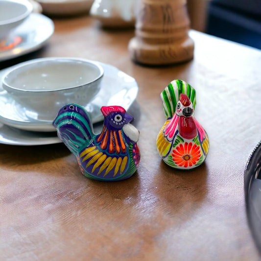Set of 2 Chicken Salt and Pepper Shakers | Hand Painted Talavera Roosters