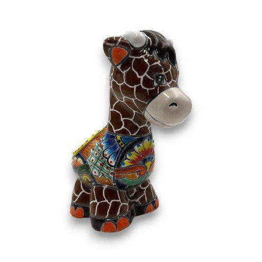Small Giraffe Planter | Hand-Painted Talavera Giraffe Statue
