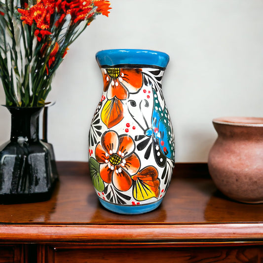 Colorful Hand-Painted Talavera Vase | Mexican Ceramic Art